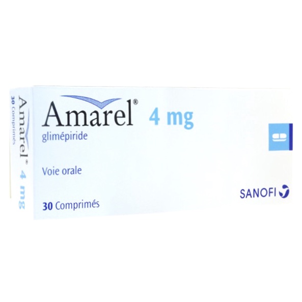 Acheter Amaryl - Illustration d'une boîte de comprimés et d'un logo pharmacie