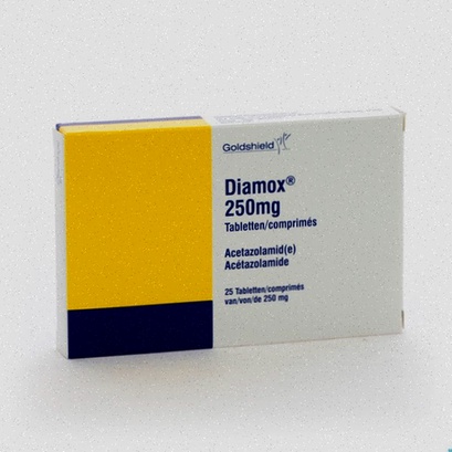 Acheter Diamox - Schéma molécule d’acétazolamide et boîte de comprimés