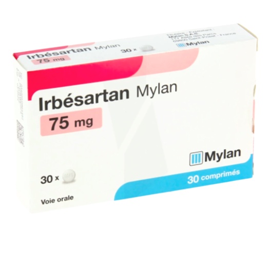 Commander Irbesartan – Illustration d’un comprimé et d’une carte de France