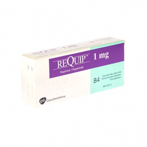 Image illustrant Requip et une main tenant un comprimé