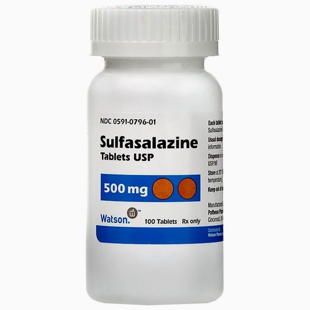 Commander de la sulfasalazine en ligne – Illustration de comprimés et boîte de médicament