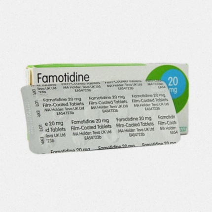 Acheter Famotidine pas cher en ligne - Illustration de comprimés de famotidine