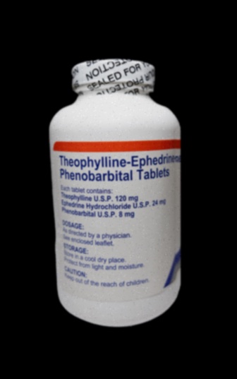 Illustration théophylline : comprimés et inhalateur